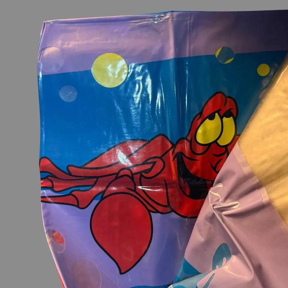 Vintage 1989 Disney The Little Mermaid Ariel Vinyl Shower Curtain – Rare 80s 90s